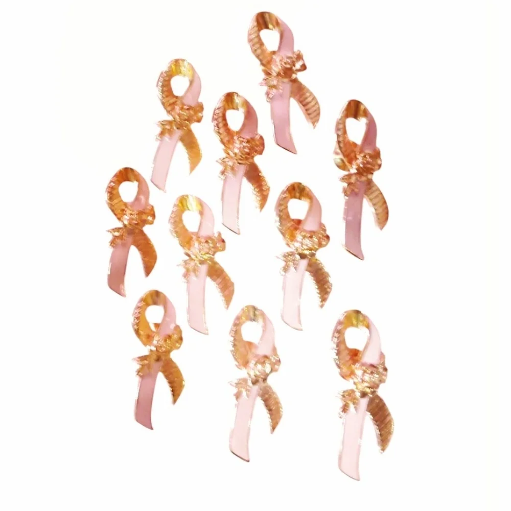 VINTAGE AVON Breast Cancer Awareness Gold & Pink Ribbon Big Statement Brooches